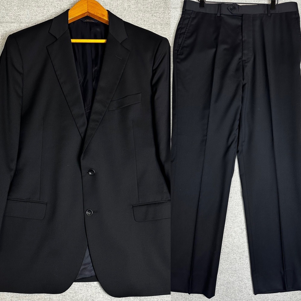 Brooks Brothers Suit Mens 44L 38W Navy 1818 Fitzgerald Estrato Trabaldo  Togna